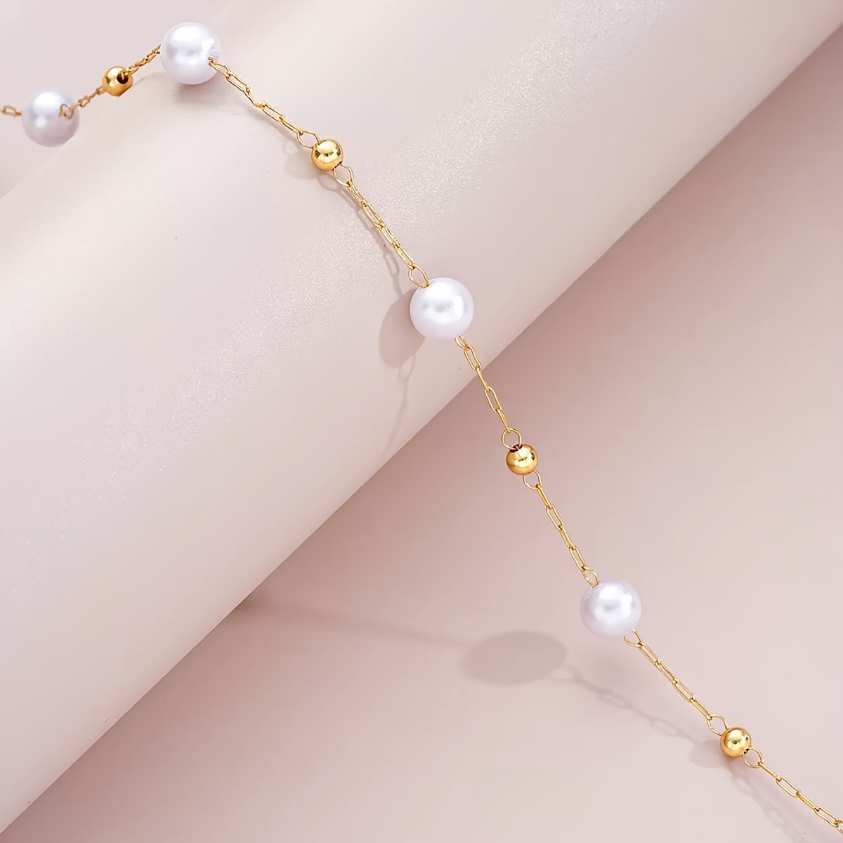 Elegant Imitation Pearl Necklace and Bracelet Set